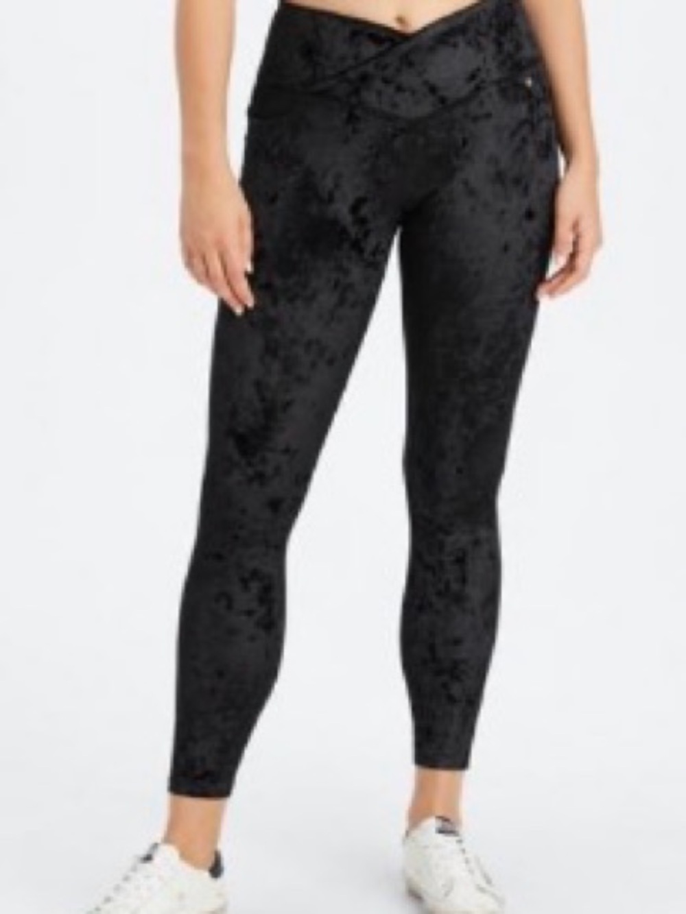 FABLETICS Black Crushed Velvet High-Waist Leggings